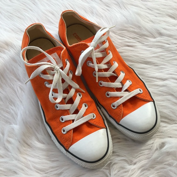 orange converse low tops mens